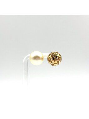 Dior Tribal Ball Faux Pearl Off White Gold Earrings